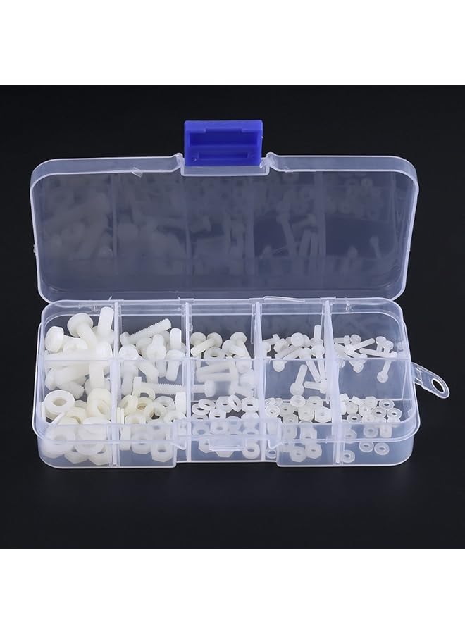 PROMASS 150 قطعة مجموعة براغي وصواميل وغسالات M2 M2.5 M3 M4 M5 في صندوق تخزين ومجموعة مثبتات من البولي أميد للمحترفين والهواة والمالكين وعمال الإصلاح