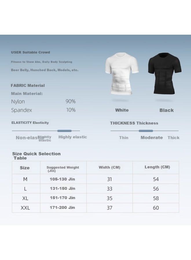 Livex Men's Tummy Control Shaping Shirt, Short-sleeved Fitness Workout, High-elastic Waist And Chest Binder, Slimming Breathable Tight-fitting Top - Image 3