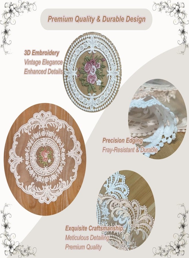 RHVQ 4Pcs Lace Table Placemats French Country Decor, 11 Inch Circle Doilies for Tables, Vintage Furniture Doilies for Dessert Trays Nightstand Dresser, White - Image 2