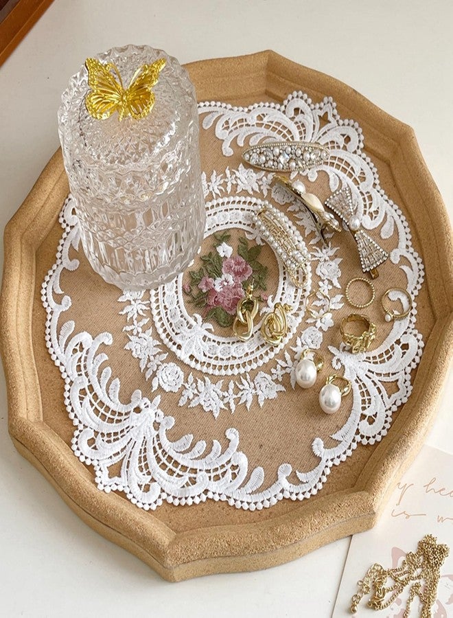 RHVQ 4Pcs Lace Table Placemats French Country Decor, 11 Inch Circle Doilies for Tables, Vintage Furniture Doilies for Dessert Trays Nightstand Dresser, White - Image 4