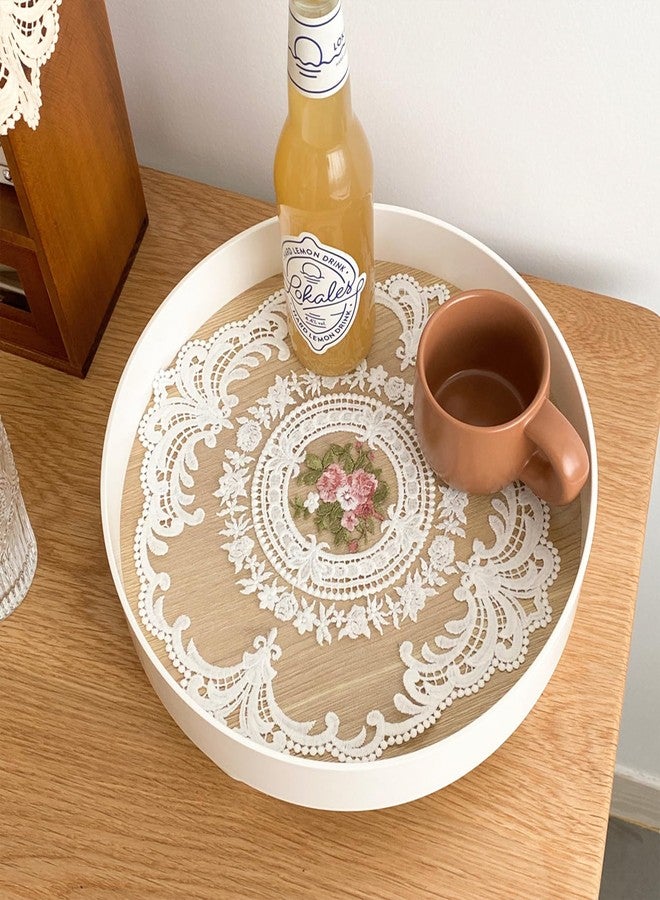 RHVQ 4Pcs Lace Table Placemats French Country Decor, 11 Inch Circle Doilies for Tables, Vintage Furniture Doilies for Dessert Trays Nightstand Dresser, White - Image 5