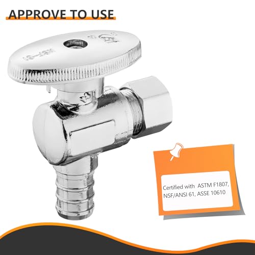 HeSun 10-PCs HeSun Pex Angle Stop Valve, 1/2" Pex x 3/8" OD Compression Angle Stop, 1/4 Turn Shut Off Valve for Bathroom, ASTM F1807(VALVE076-10) - Image 3