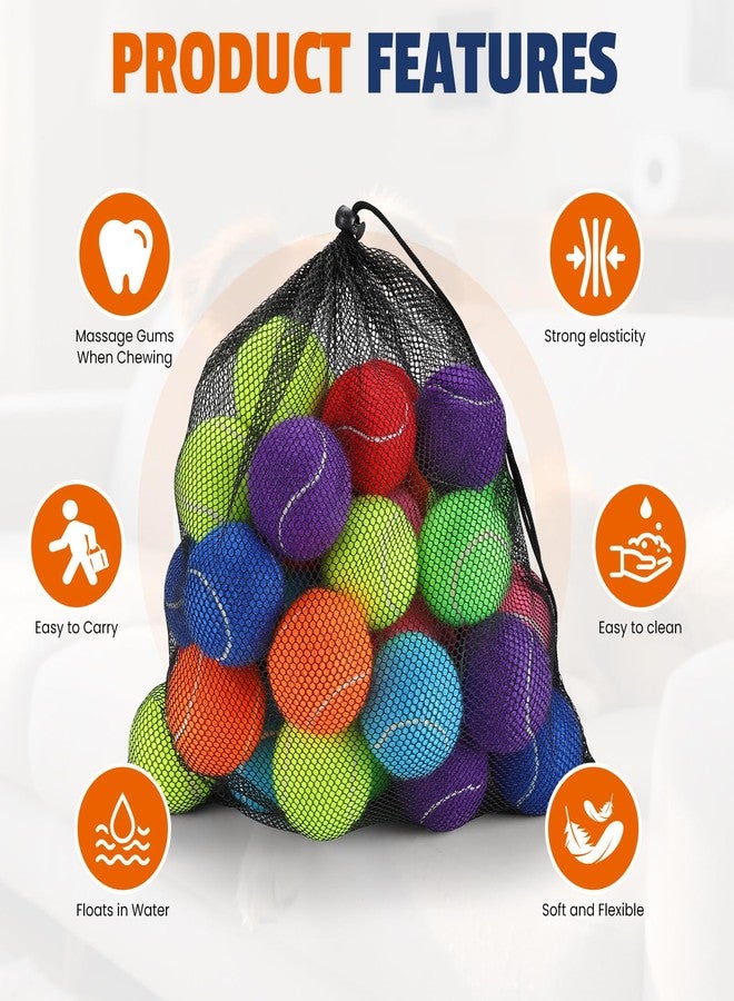 FURWEY Tennis Balls for Dogs 32 Pack,2.5 inches,Durable and Non-Toxic Dog Toys Balls with Mesh Bag,Colorful Fetch Toys Balls for pet Dog (Non Squeaky) - Image 3