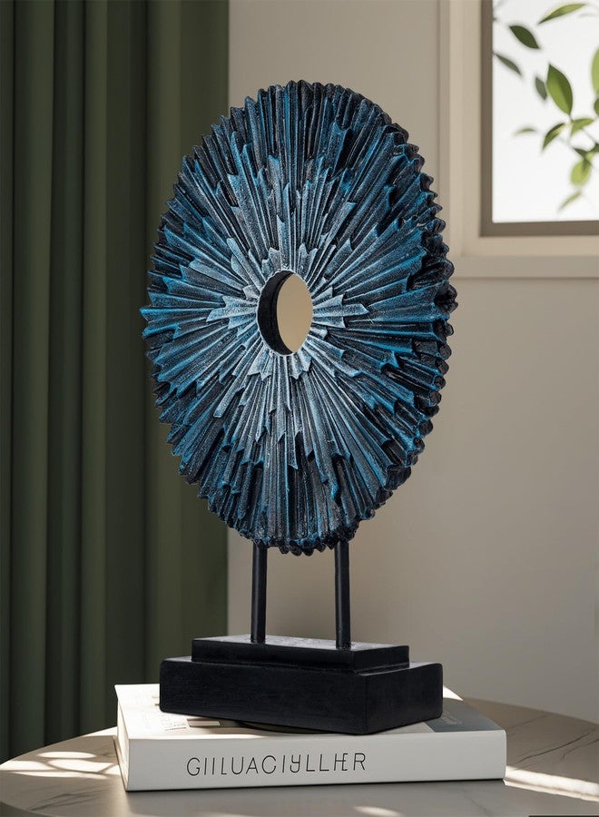EZ4ENCE Round Statue HomeDecor Kitchen, Modern Decorative Sculpture Decorations for Living Room Coffee Table, Office Decor Shelf, Center Tabletop Decoration (Blue) - Image 3