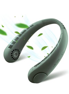 PADOM Padom Neck Fan, Hands Free 360° Cooling Personal Fan, USB Rechargeable Portable Neck Fan with 3 Wind Speed for Traveling Office Sports Green  - Image 1