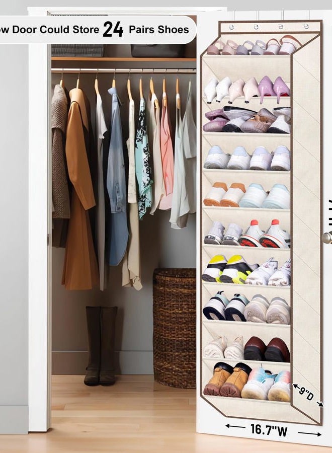 Sleeping Lamb Shoe Rack for Door, Kids Door Shoe Organizer for Closet hanger, Narrow Hanging Sneaker Storage with Large Deep Pockets for Toddler, Girl, Baby Room Decor, Beige - Image 2