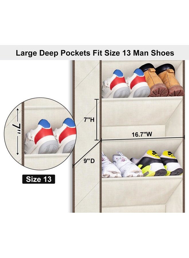 Sleeping Lamb Shoe Rack for Door, Kids Door Shoe Organizer for Closet hanger, Narrow Hanging Sneaker Storage with Large Deep Pockets for Toddler, Girl, Baby Room Decor, Beige - Image 3