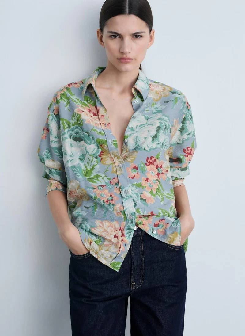 مانجو Regular Floral-Print Shirt