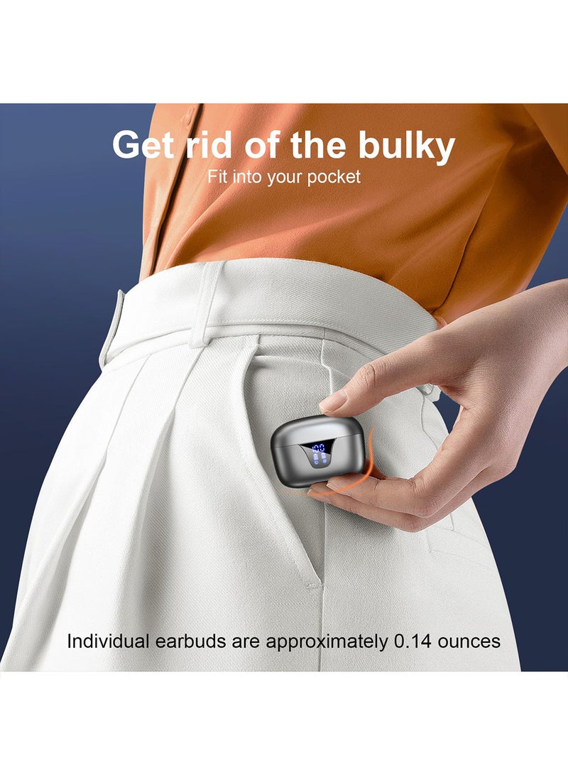 إكس ليفيل سماعة أذن لاسلكية بتقنية بلوتوث للهواتف المحمولة، عزل ضوضاء بنسبة 98.5%، خاصية إلغاء تكيفي للضوضاء مع الأذن والبيئة، صوت عالي الدقة، سماعات أذن ستيريو عميقة الجهير تدوم 50 ساعة مع شاشة عرض، وحافظة شحن، وميكروفون مدمج، وسماعة رأس مقاومة للماء IPX5 لهواتف iPhone وAndroid. - Image 5