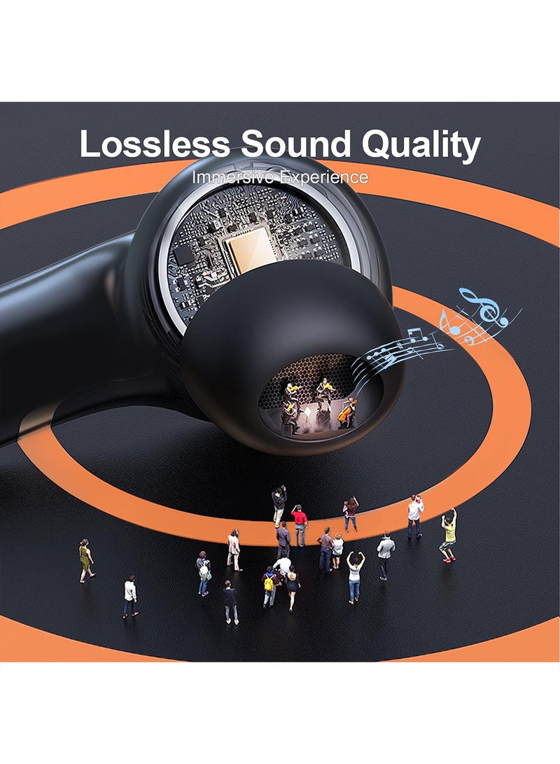 إكس ليفيل سماعة أذن لاسلكية بتقنية بلوتوث للهواتف المحمولة، عزل ضوضاء بنسبة 98.5%، خاصية إلغاء تكيفي للضوضاء مع الأذن والبيئة، صوت عالي الدقة، سماعات أذن ستيريو عميقة الجهير تدوم 50 ساعة مع شاشة عرض، وحافظة شحن، وميكروفون مدمج، وسماعة رأس مقاومة للماء IPX5 لهواتف iPhone وAndroid. - Image 3