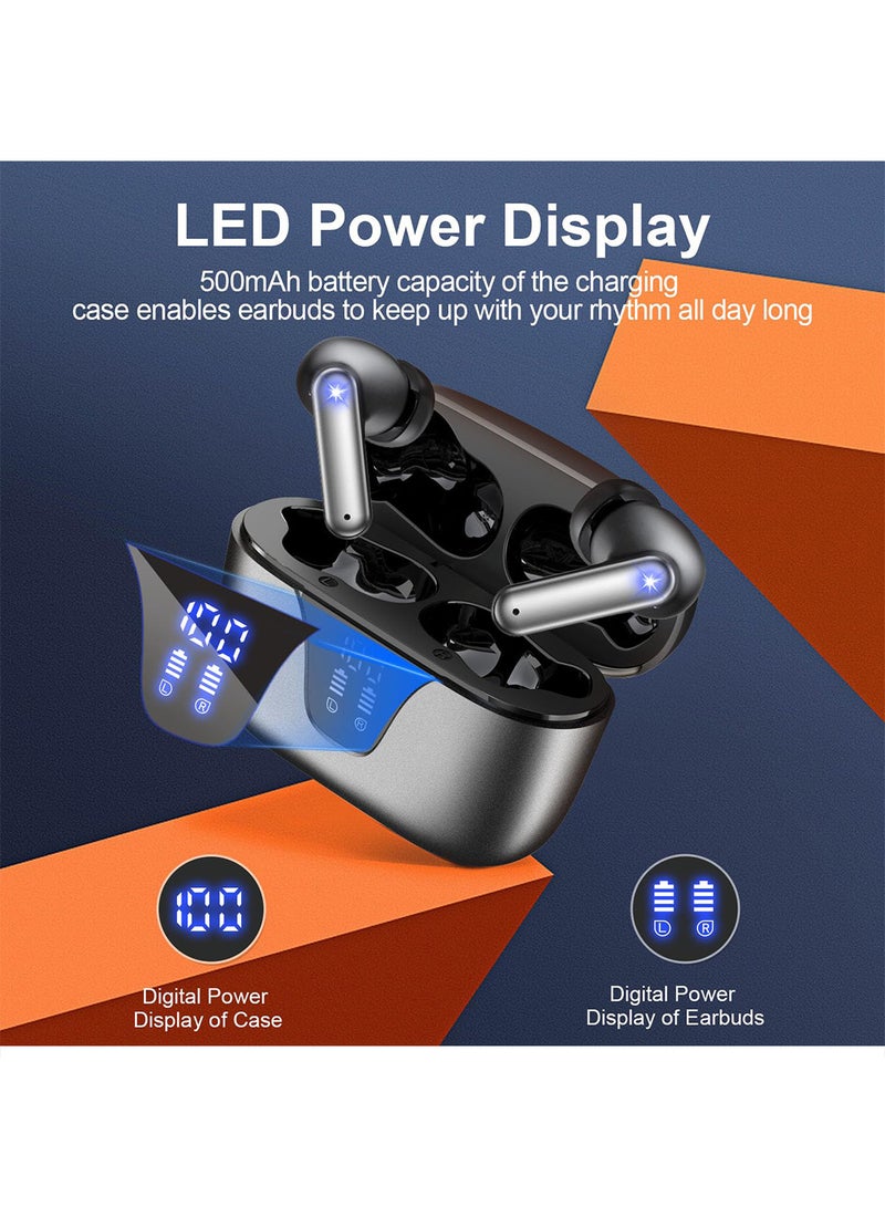 إكس ليفيل سماعة أذن لاسلكية بتقنية بلوتوث للهواتف المحمولة، عزل ضوضاء بنسبة 98.5%، خاصية إلغاء تكيفي للضوضاء مع الأذن والبيئة، صوت عالي الدقة، سماعات أذن ستيريو عميقة الجهير تدوم 50 ساعة مع شاشة عرض، وحافظة شحن، وميكروفون مدمج، وسماعة رأس مقاومة للماء IPX5 لهواتف iPhone وAndroid. - Image 2