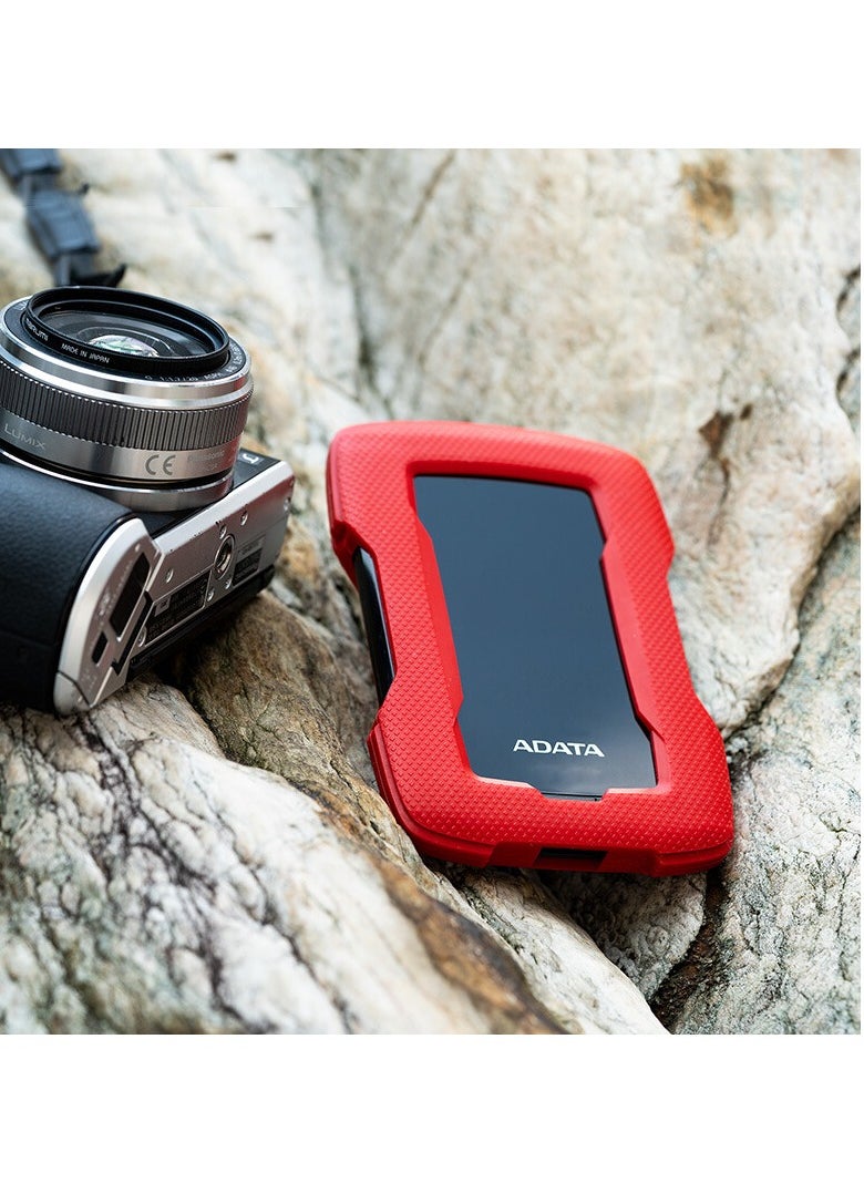ADATA - ADATA HD330 1TB USB 3.0, High-speed Shock-absorbing External Hard Drive, Extra Slim Portable Waterproof Mobile Hard Drive, (1TB Red) - Image 1