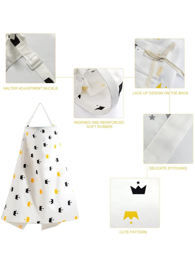 SYOSI Baby Nursing Cover, 100% Cotton Breathable Apron with Adjustable Straps, Full Coverage Privacy Care 2 Pcs Washable Pads  - Image 2