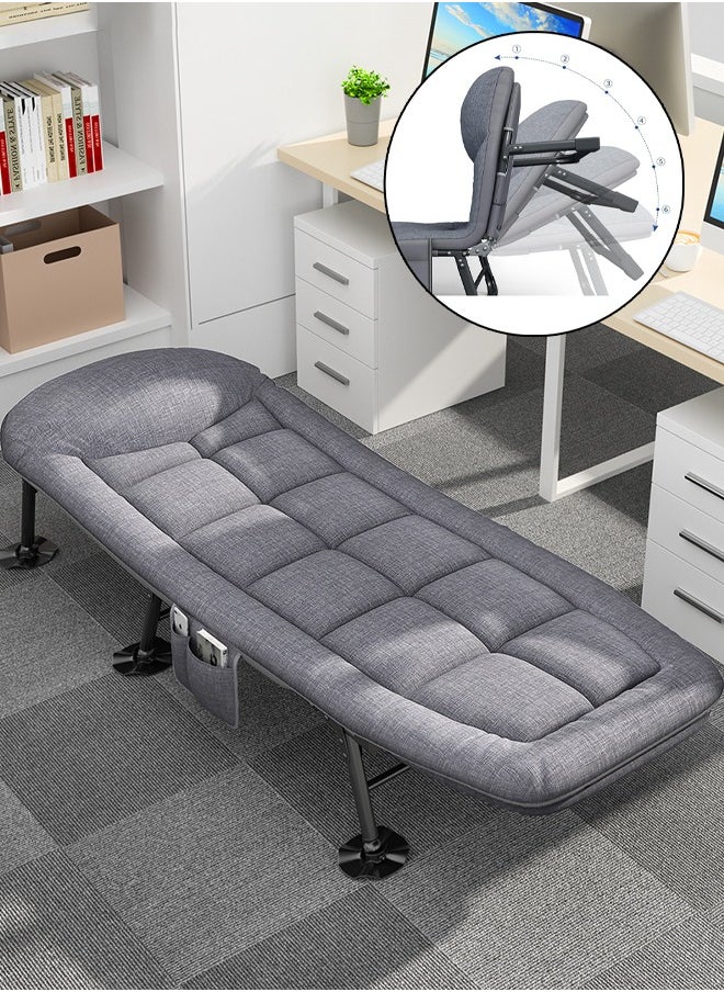 Generic - Folding Bed, Folding Camping Cot for Adults, Adjustable Portable Folding Bed for Sleeping, Adjustable Medical Bed, Comfortable Recliner Bed Lounger Chair, Single Sleeping Bed, Resting Bed (Grey) 180*60cm - Image 1