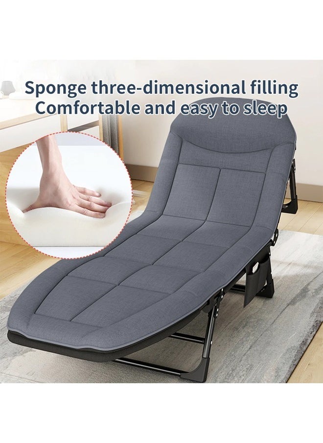 Generic - Folding Bed, Folding Camping Cot for Adults, Adjustable Portable Folding Bed for Sleeping, Adjustable Medical Bed, Comfortable Recliner Bed Lounger Chair, Single Sleeping Bed, Resting Bed (Grey) 180*60cm - Image 1