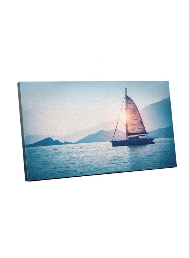 Canvas Wall Art, Abstract Framed Portrait of Sailboat in the sea in the evening sunlight 120 W x 80 H x 2 D