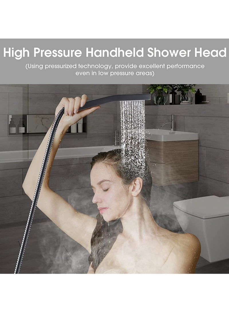 Arabest نظام دش أسود غير لامع مقاس 12 بوصة مع رأس دش مطري عالي الضغط، رأس دش محمول باليد، مجموعة دش خلاط حمام، صنبور دش مثبت على الحائط، صمام خشن ومجموعة تقليم - Image 2