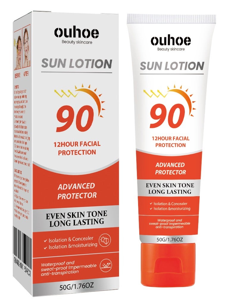 OUHOE SPF 90 Sunscreen Cream – Long-Lasting UV Protection, Moisturizing, Whitening & Waterproof Sunblock for Radiant Skin Care - Image 1