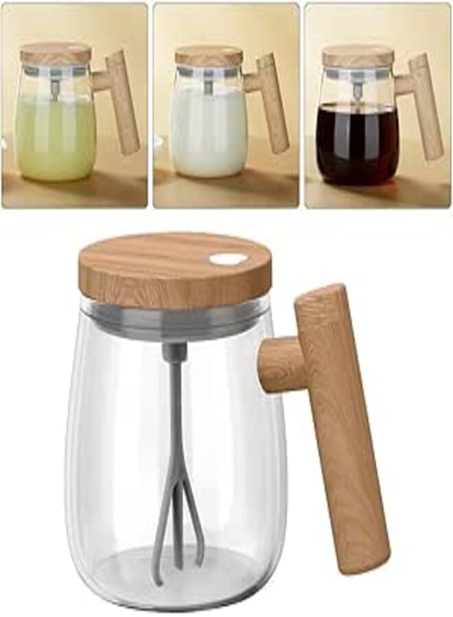 Gobesty Self Stirring Mug, 400ML Electric Mixing Cup, High Borosilicate Glass, 7000rpm High Speed, Transparent, 400ML Capacity