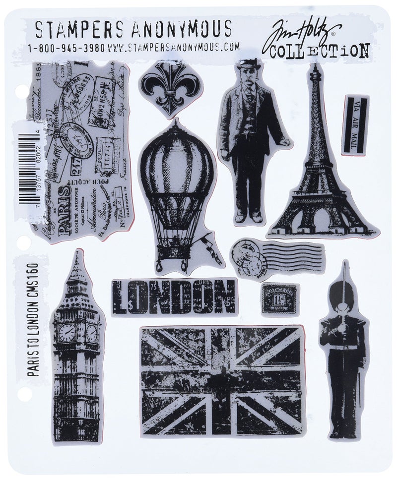 Stampers Anonymous Tim Holtz Cling Rubber Stamp Set, 7 by 8.5-Inch, Paris to London - Image 1