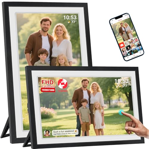 akimart 21.5inch FRAMEO Digital Photo Frame with 1920x1080 FHD IPS LCD Touch Screen, Dual-WiFi Share Moments via Frameo, 32GB Storage, USB Drive/SD Card Extend Storage, Auto-Rotate, Wall Mountable with VESA - Image 1