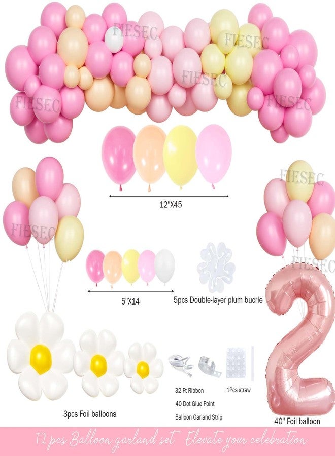 Fiesec Two Groovy Decorations Girl, 2nd Birthday Decorations for Girl, Boho Hippie Daisy Second Birthday Backdrop Balloon Banner Tablecloth Plate Napkin Straw Fork - Image 3