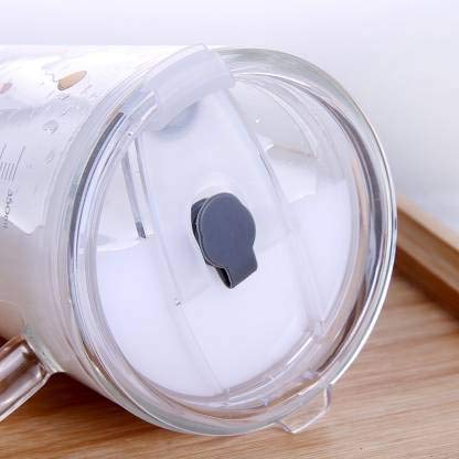 SITOVI Glass Tumbler with Lid and Silicon Straw Coffee Mug Tea Cup Travel Mug Smoothies Fruit Juice Bottle for Home and Office Milk Juice Flower Tea Cup Travel Mug Drinking (2, 300ML) - Image 5