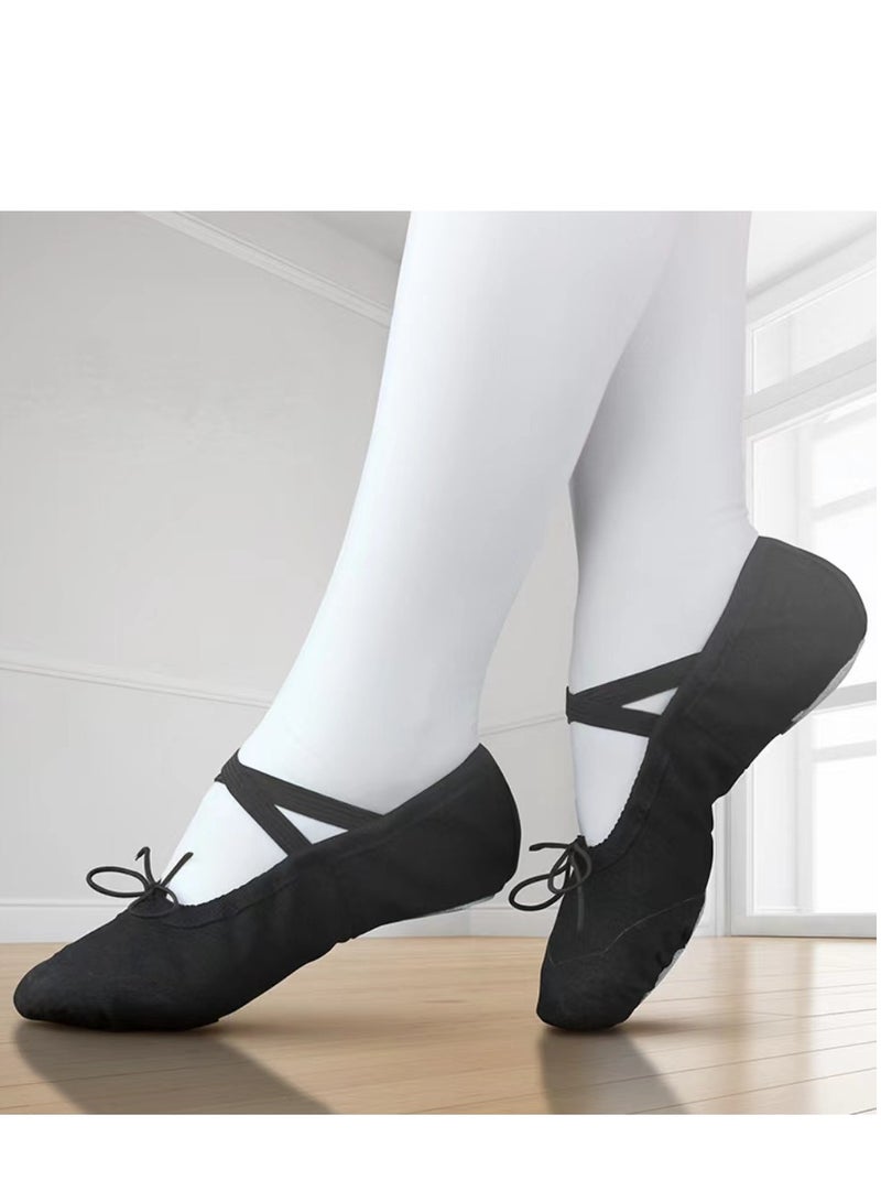 Generic Children's Dance Shoes Soft Soled Ballet Shoes Leather Toe Lace Up Design - Image 1