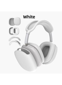 Suitable For Silicone Transparent Shell Apple AirPods Max Headset Shell Anti-collision Three-piece Set-Color:White Four-piece Set-Model:Airpodsmax Protective Sleeve