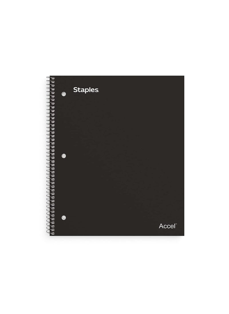 Staples STAPLES 919363 Accel 1Subject Notebook 8Inch x 105Inch Wide Ruled 100 Sh Black Office Product  - Image 1