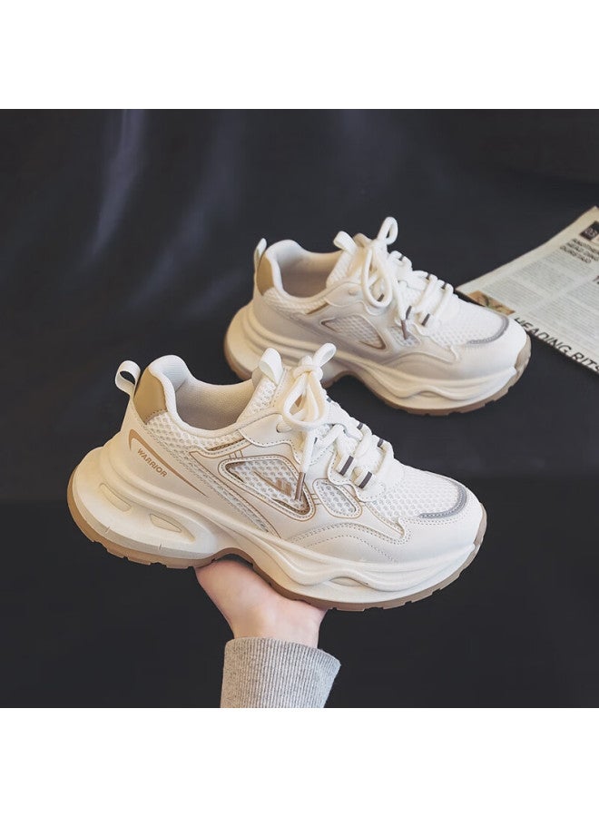 Pull Back Huili Women's Shoes, Thick-soled Dad Shoes, Breathable Versatile Trendy Shoes, Retro Casual Shoes, J841z, Beige, Size 39 - Image 4