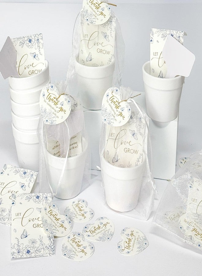 Cinrobiye 50 Sets Let Love Grow Wedding Favors for Guests Seed Packet Bags (Seed Not Include with Tags & Labels Flowerpot for Bridal Shower Party Favors Bulk Wedding Souvenirs for Guests(Blue Floral - Image 4