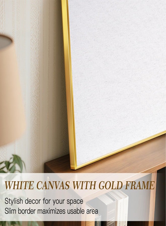 QUEENLINK Linen Bulletin Board,36" x 24" Gold Aluminum Frame Cork Boards for Walls,Decorative Pin Board, Message Board, Vision Board, Picture Board, Photo Board, White Linen - Image 3