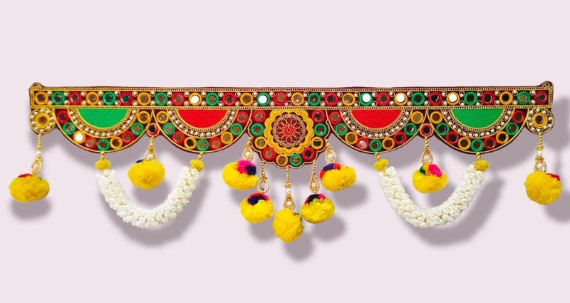 PREETENCYMirror Maerigold Mogra Door Hanging ToranTraditional Bandanwan Main Door ToranHanging Toram for Home Decoration3FITSMulti Color