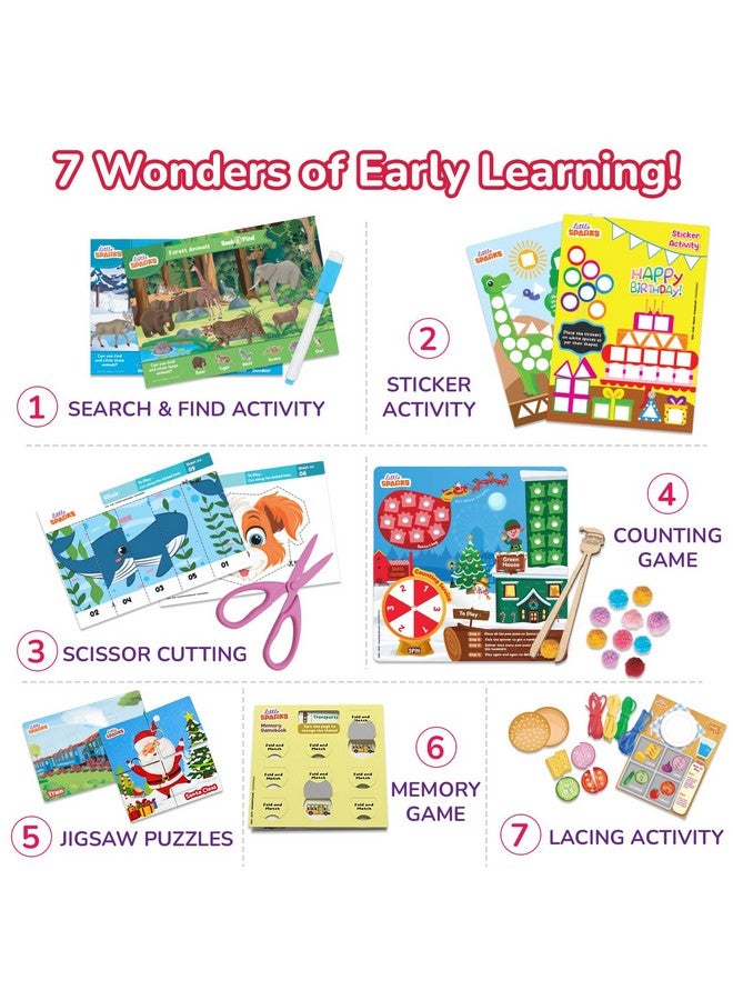 سمارتيفيتي صندوق أنشطة مونتيسوري للأولاد والبنات من سن 3 و4 و5 سنوات، مجموعة أنشطة تعليمية 7 في 1 لمرحلة ما قبل المدرسة للأطفال من سن 3 إلى 6 سنوات، هدية عيد ميلاد للأطفال، لعبة تعليمية للمفردات والمهارات الحركية الدقيقة - Image 3