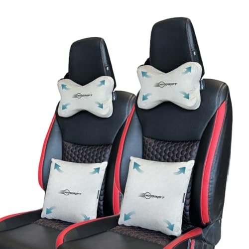 Neodrift 'Neo-Kit Combo' - (Colour - Beige)(2 Neck Cushions, 2 Square Pillows) | Neck & Back Rest Support Cushion Memory Foam Pillow for Neck, Head, Shoulder & Back Pain-Relief for Car Seat - Image 1