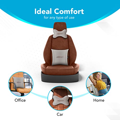 Neodrift 'Neo-Kit Combo' - (Colour - Beige)(2 Neck Cushions, 2 Square Pillows) | Neck & Back Rest Support Cushion Memory Foam Pillow for Neck, Head, Shoulder & Back Pain-Relief for Car Seat - Image 5