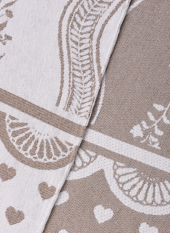 ايست من نون غطاء أريكة شنيلي، غطاء قابل للانزلاق، يناسب 1، 2، 3 و 4 مقاعد، نمط حديث، حجم 180x260 سم - كريمي وخاكي - Image 2