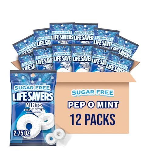 Life Savers حلوى LIFE SAVERS المنعشة بنكهة النعناع الخالي من السكر كيس للحلويات للرحلات المدرسية والعمل 275 أونصة عبوة من 12 - Image 1