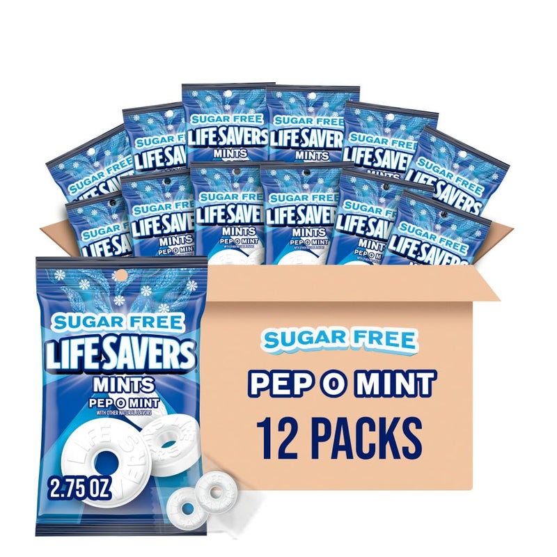 Life Savers حلوى LIFE SAVERS المنعشة بنكهة النعناع الخالي من السكر كيس للحلويات للرحلات المدرسية والعمل 275 أونصة عبوة من 12 - Image 3