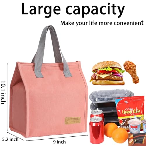 FERNYE Lunch Bag for Women/Men,Waterproof Reusable Portable Lunch Tote,Lunch Box Bag.Thermal Cooler Bag Ideal for Work/Party/l/Travel/Picnic (Light Pink) - Image 5
