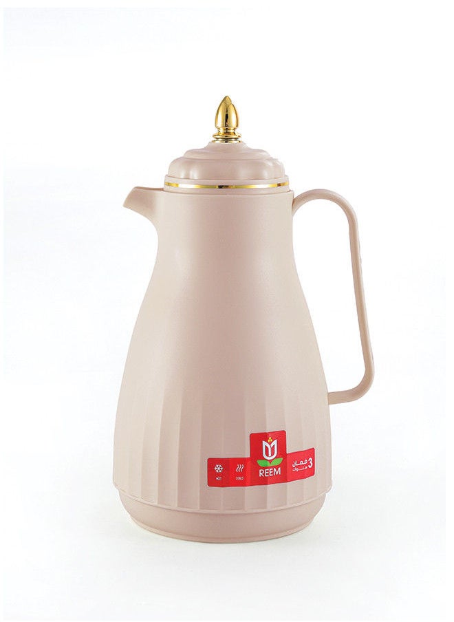 Plastic Coffee & Tea Flask 1 Liter Pink/Gold 