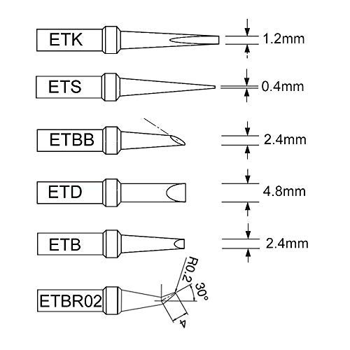 SolderFun ET Soldering Tips for Weller WES51，WESD51，WE1010NA，WCC100，PES51，EC1201A，EC2000.（6 Pcs Set ETB ETD ETK ETS ETBB ETBR02） - Image 3