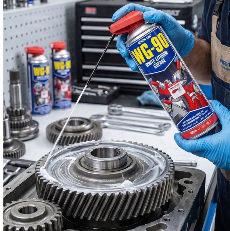 ®ACTION CAN WG-90 (Twin Spray)_White Lithium Grease 500ML multi-purpose, moisture-resistant grease that reduces friction and wear, NLGI 2 type - Image 2