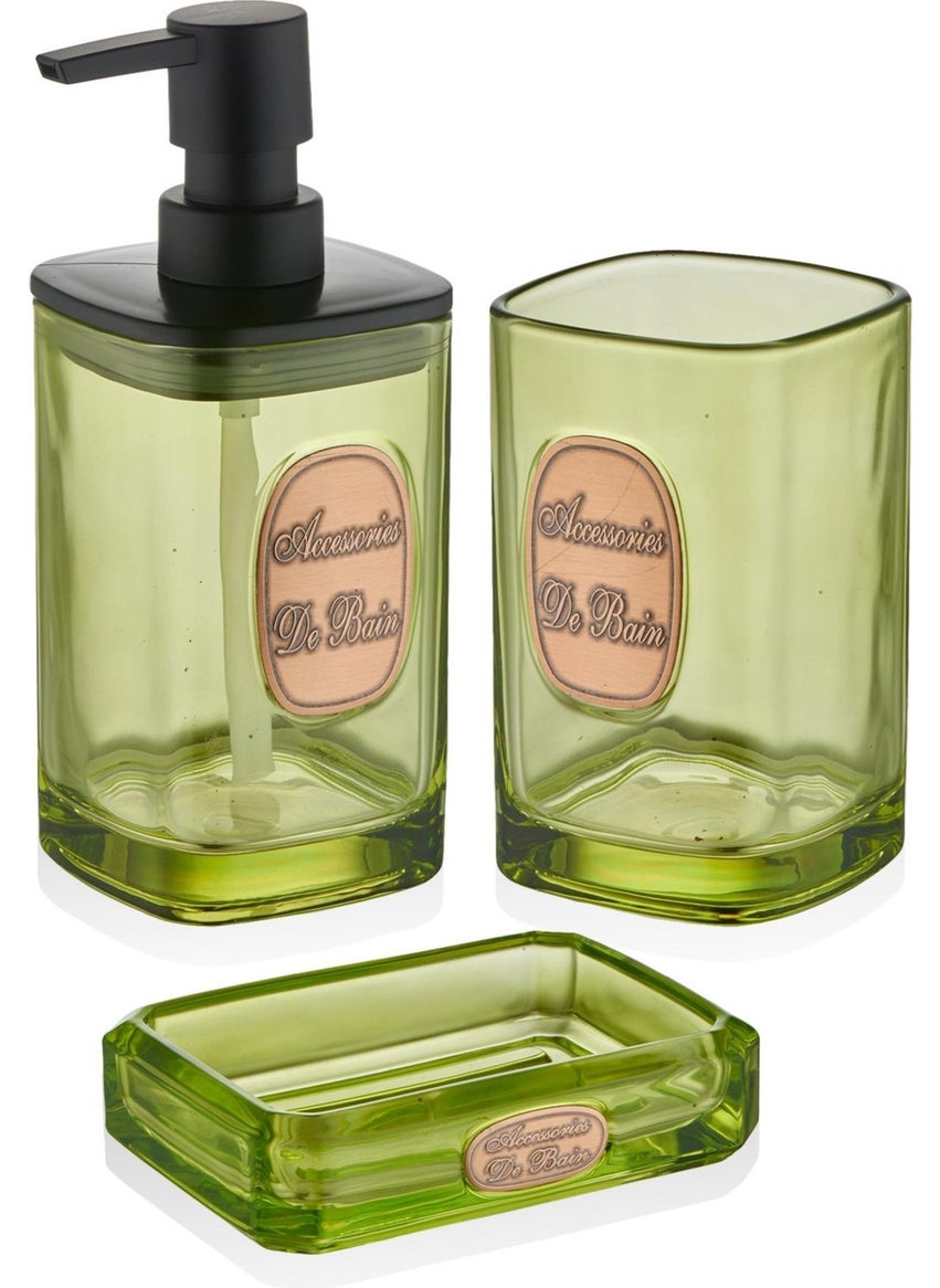 THE MIA Globe Bathroom Set 3 Piece Green 330 ml 