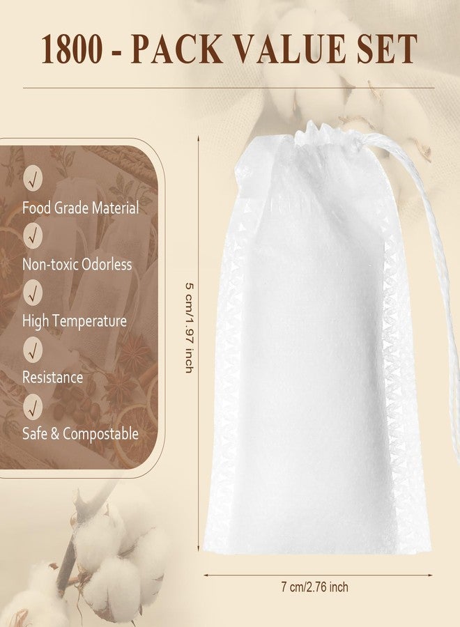 Ferrochef 1800 Pcs Tea Bags for Loose Leaf Disposable Tea Filter Bags Bulk Natural Empty Drawstring Infuser Sachets for Coffee Spices Herbs - Image 2