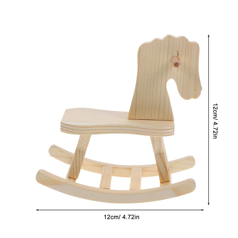 Toddmomy Mini Wooden Rocking Horse 3 Sets Unfinished Rocking Horse Figurines & Christmas Tree Decorations for DIY Craft Painting, Not Include Glue - Image 3