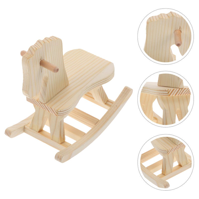 Toddmomy Mini Wooden Rocking Horse 3 Sets Unfinished Rocking Horse Figurines & Christmas Tree Decorations for DIY Craft Painting, Not Include Glue - Image 4