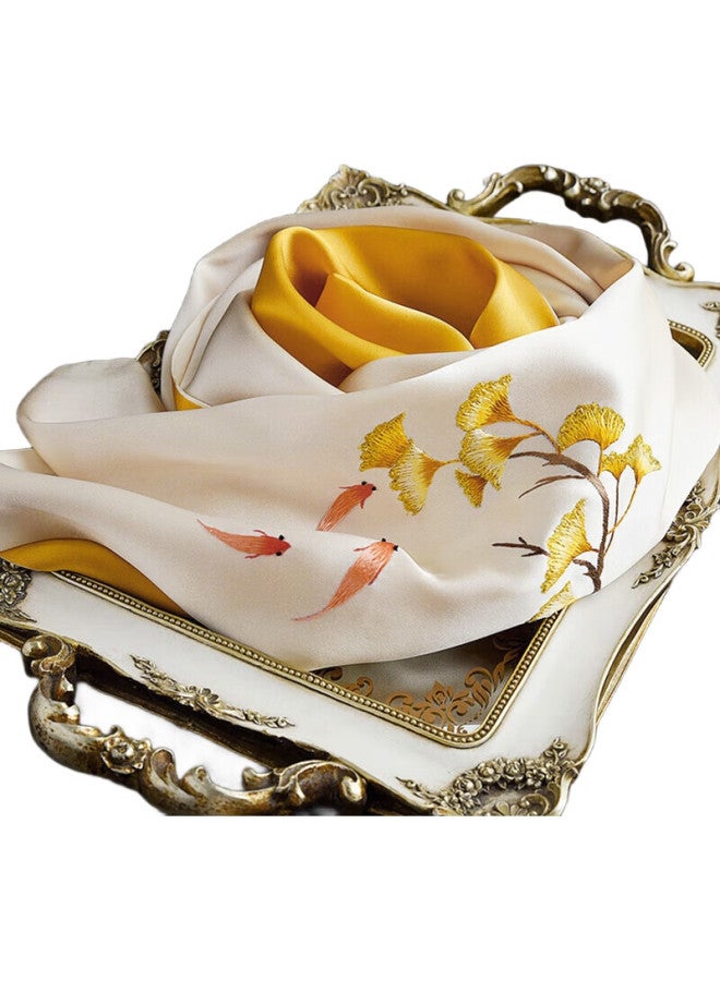 Hang Silk House وشاح حرير مطرز من هانغسيفو سوتشو، علامة مرجعية، صندوق هدايا وشاح حرير، شال، ملابس خارجية، هدية لكبار السن، الأمهات، هدية عيد ميلاد، يوانيو - Image 1