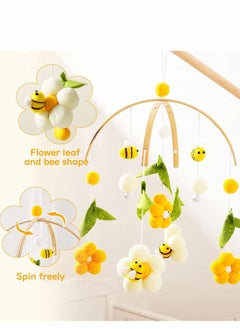SYOSI Baby Crib Mobile Bamboo Wind Chime Bed Bell Baby Bedroom Ceiling Cotton Balls Wind Chime Portable Mobile Bee Decor Hanging Rotating Plush Toys for Baby  - Image 5
